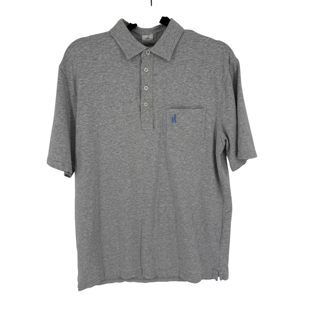Johnnie-O Polo Shirt Mens M Grey Casual Preppy Hangin' Out Cotton Stretch Pocket